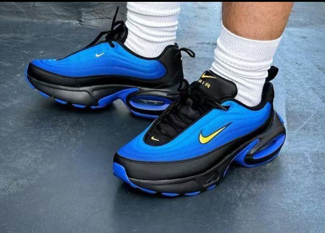 Nike Portal Air Sneakers – Bold Blue & Black | Men's Stylish Running Shoes with Unique Sole Design
