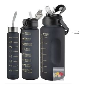 🎄 CHRISTMAS OFFER 🎄 3 In 1 Color Motivational Water Bottle With Stickers. Power water bottle set: includes 3 bottles -3 half gallon/64oz/2l+1l/32oz+0.5l sports bottles, with a time mark and lid Le