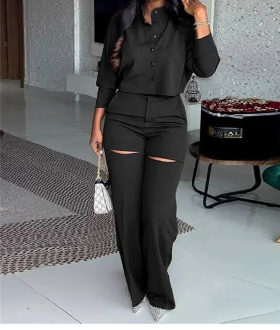 GORGEOUS WOMEN'S TWO PIECE , SOLID TOP AND PAIR OF TROUSERS