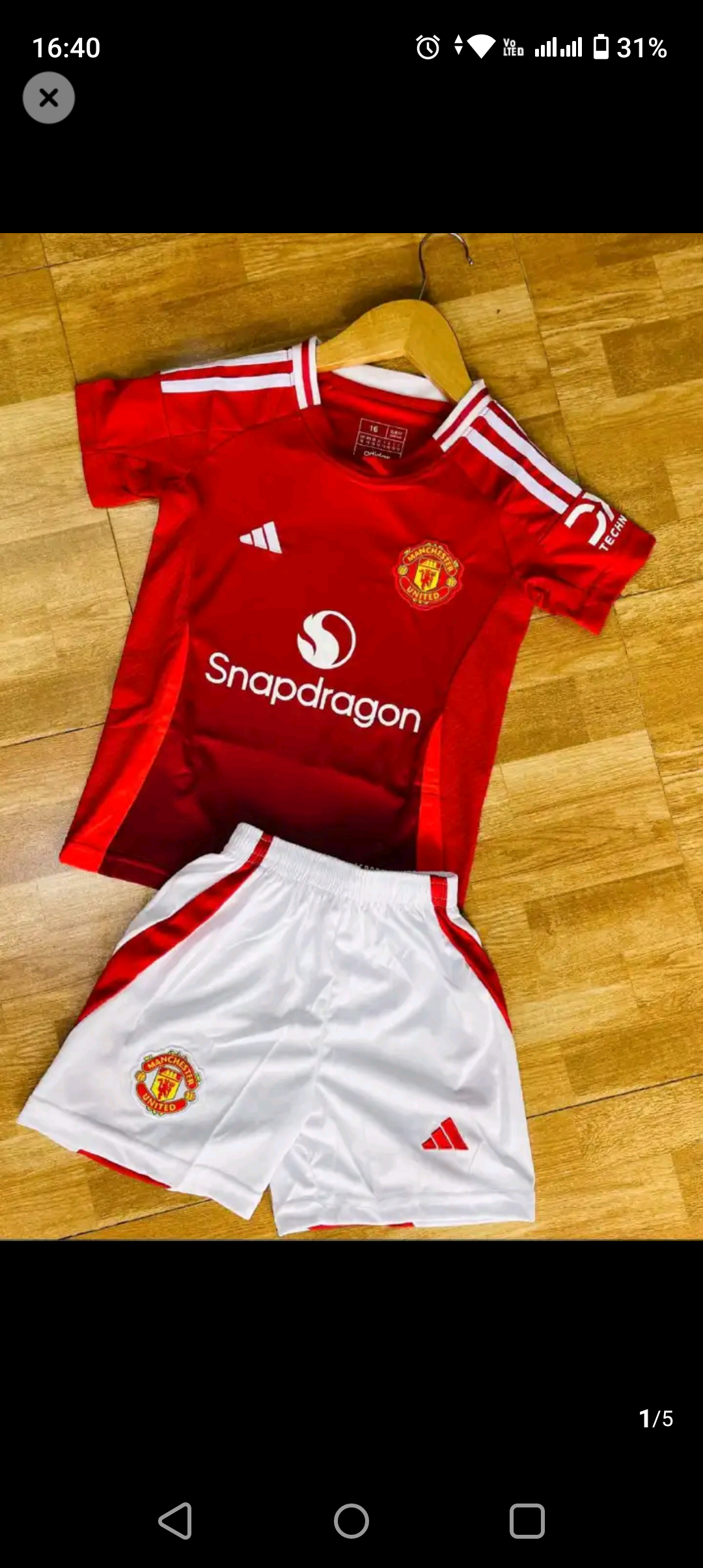 KIDS 2024/25 MANCHESTER UNITED JERSEY AND A PAIR OF SHORTS, UNISEX
