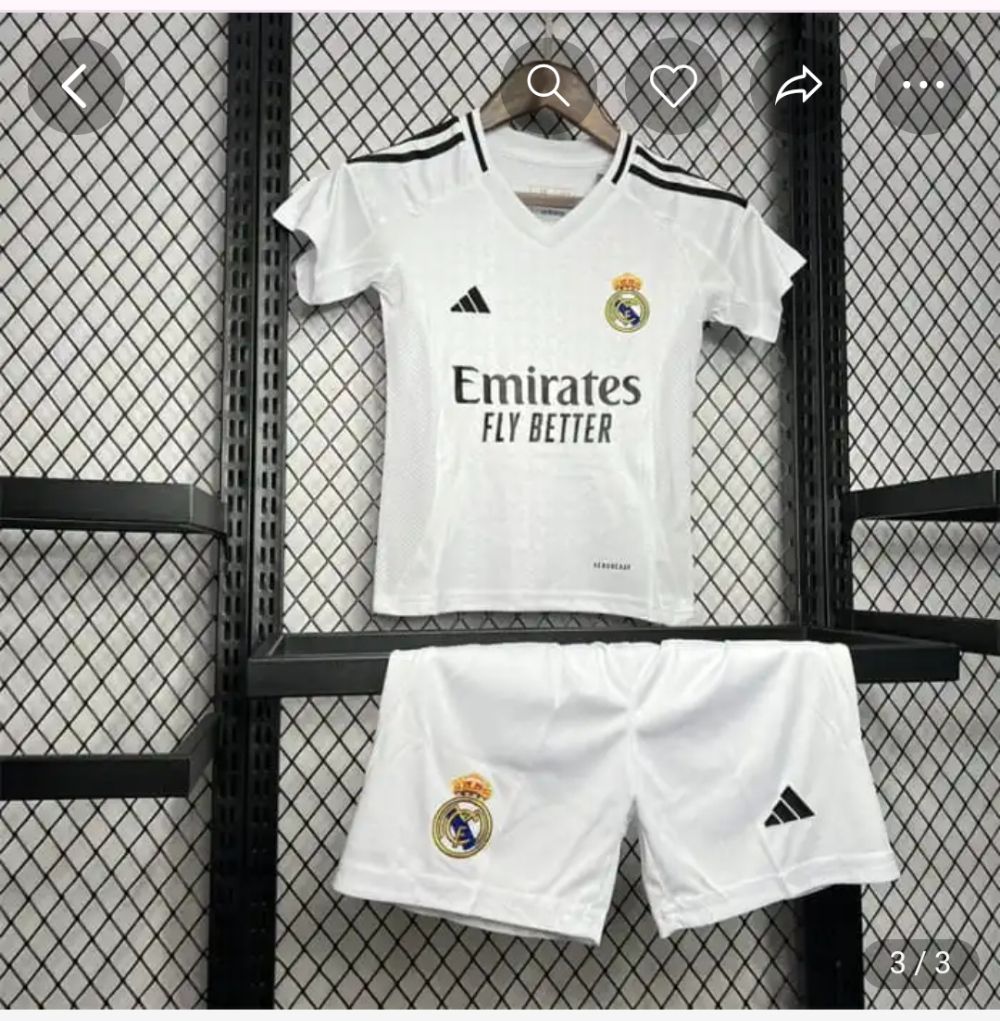 REAL MADRID 2024/25 KIDS FOOTBALL JERSEY AND A PAIR OF SHORTS