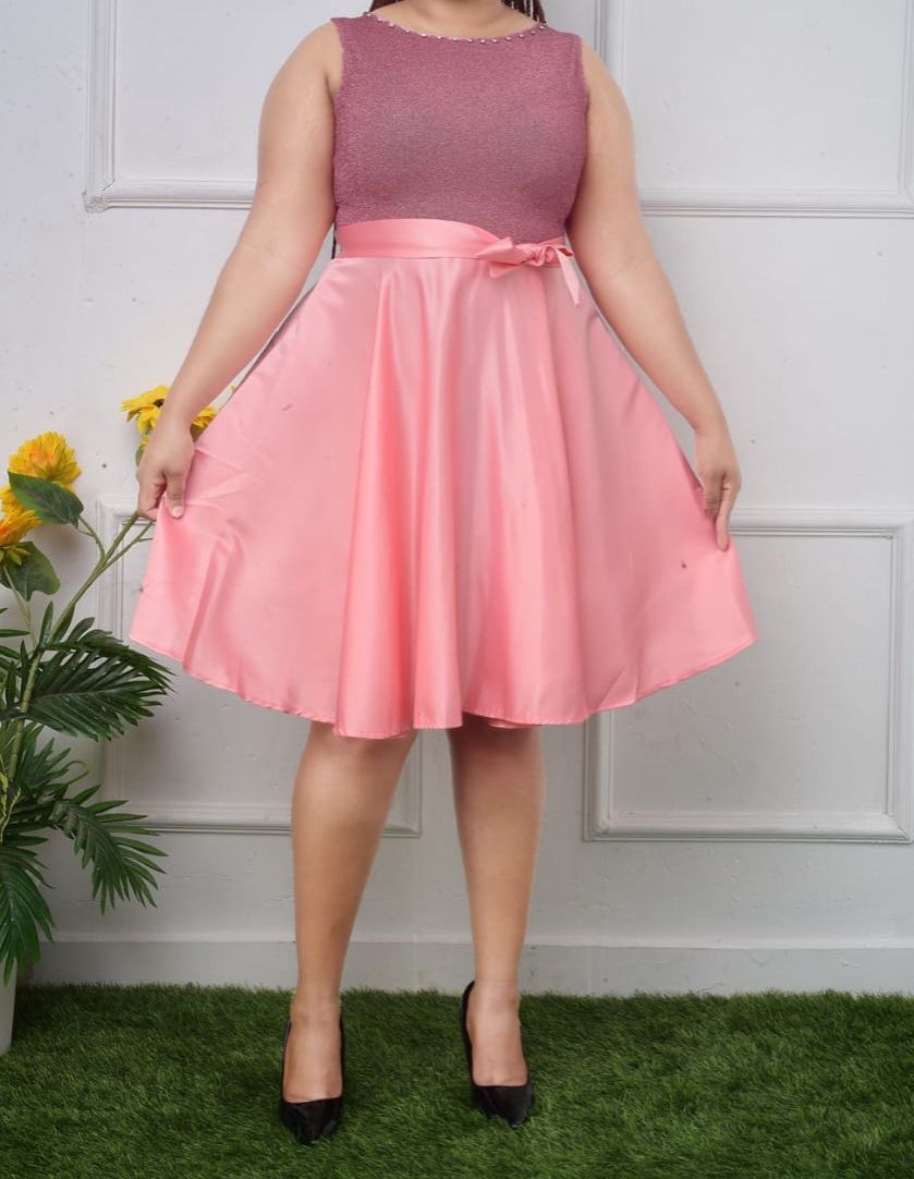 ELEGANT KNEE LENGTH CIRCULAR SATIN DRESS