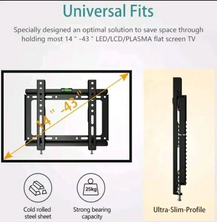 TV Wall Mount TV Stand 14″-43″ Solid Wall mount suitable for 14 inch to 43 inch Tv