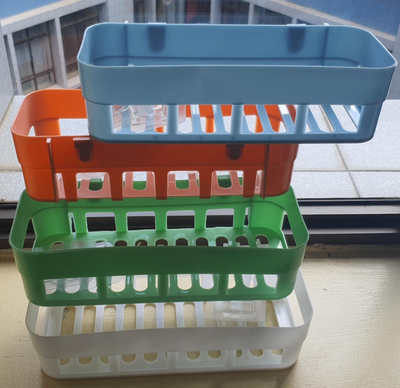 rectangular Simple adhesive plastic bathroom shelf