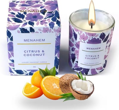 🕯️50g Menahem Citrus and coconut scented candle in glass🕯️50g Menahem Citrus and coconut scented candle in glass