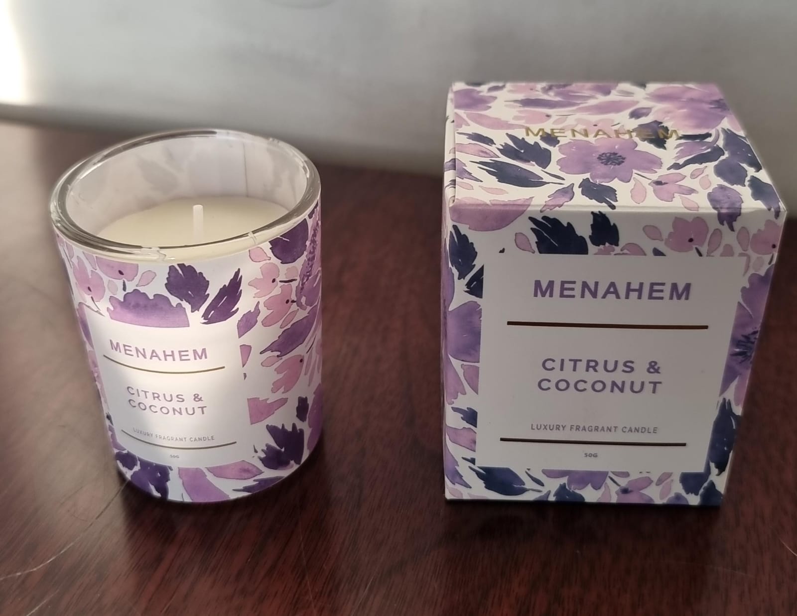 🕯️50g Menahem Citrus and coconut scented candle in glass🕯️50g Menahem Citrus and coconut scented candle in glass