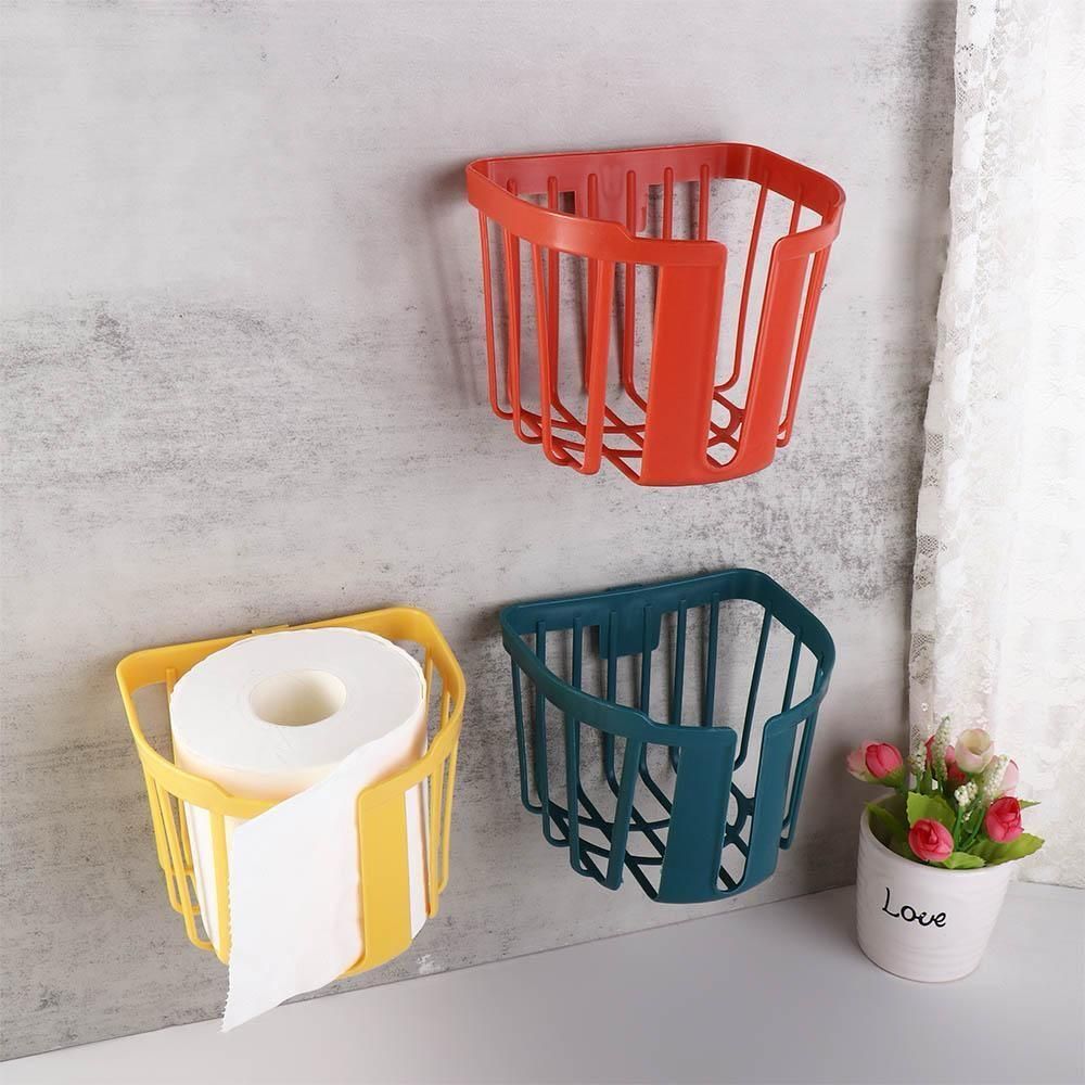 💚Punch-Free Toilet  Paper Holder  comes with stickers  dticks on the  wall