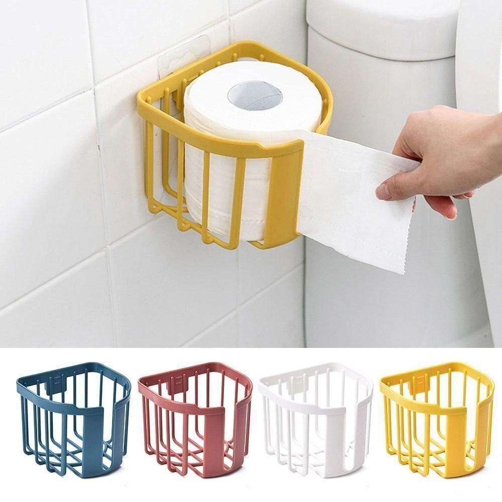 💚Punch-Free Toilet  Paper Holder  comes with stickers  dticks on the  wall