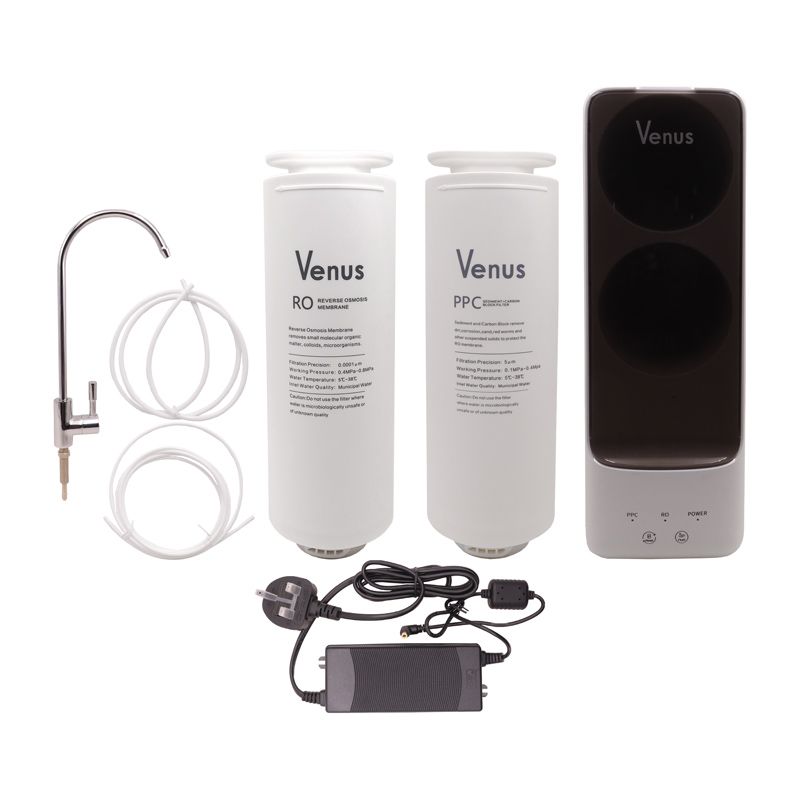 VENUS WATER PURIFIER WHITE Stored under the sink to filter flowing out of the tap. 80 watts. 600 GALLON FLOW