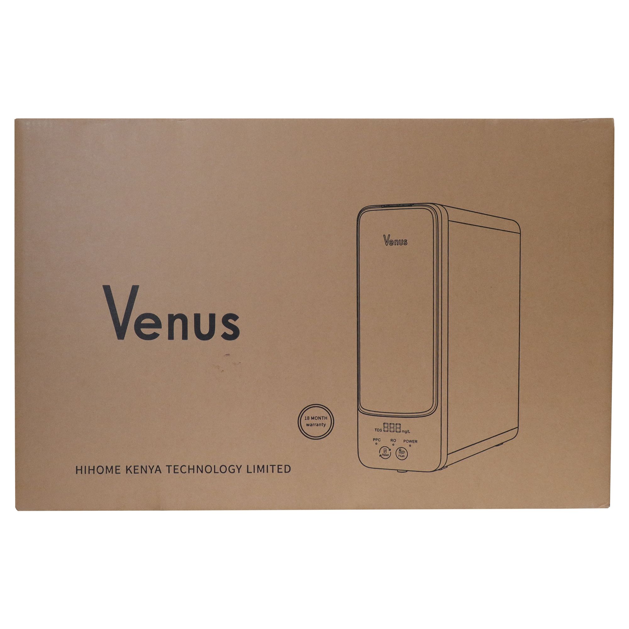 VENUS WATER PURIFIER BLACK.80 Watts. It is stored under sink to purifier flowing water coming out of the tap.