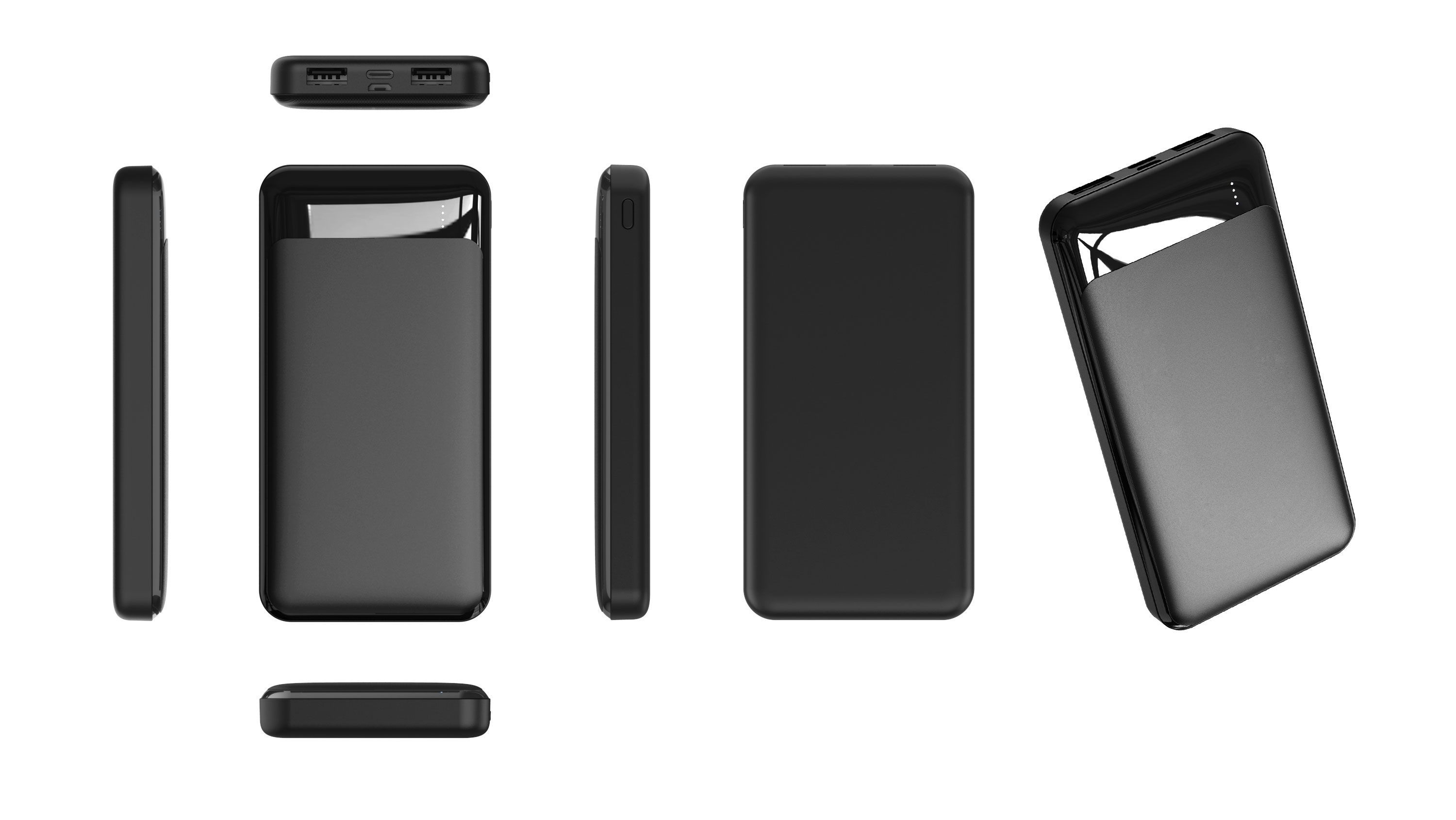 Venus Traveler Powerbank - 10000mAh Capacity, ABS Material, 280g Weight, 5V/2.1A Input (micro/type-C ports), 5V/2.1A Output (Dual USB ports) - Your On-the-Go Power Companion black