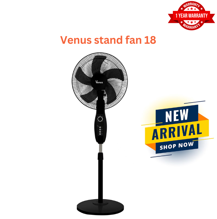 Venus Stand Fan 18" USSF-613-18: High Speed Airflow, 3 Speed Functions, Powerful Air with 5 Blades, and Lower Power Consumption