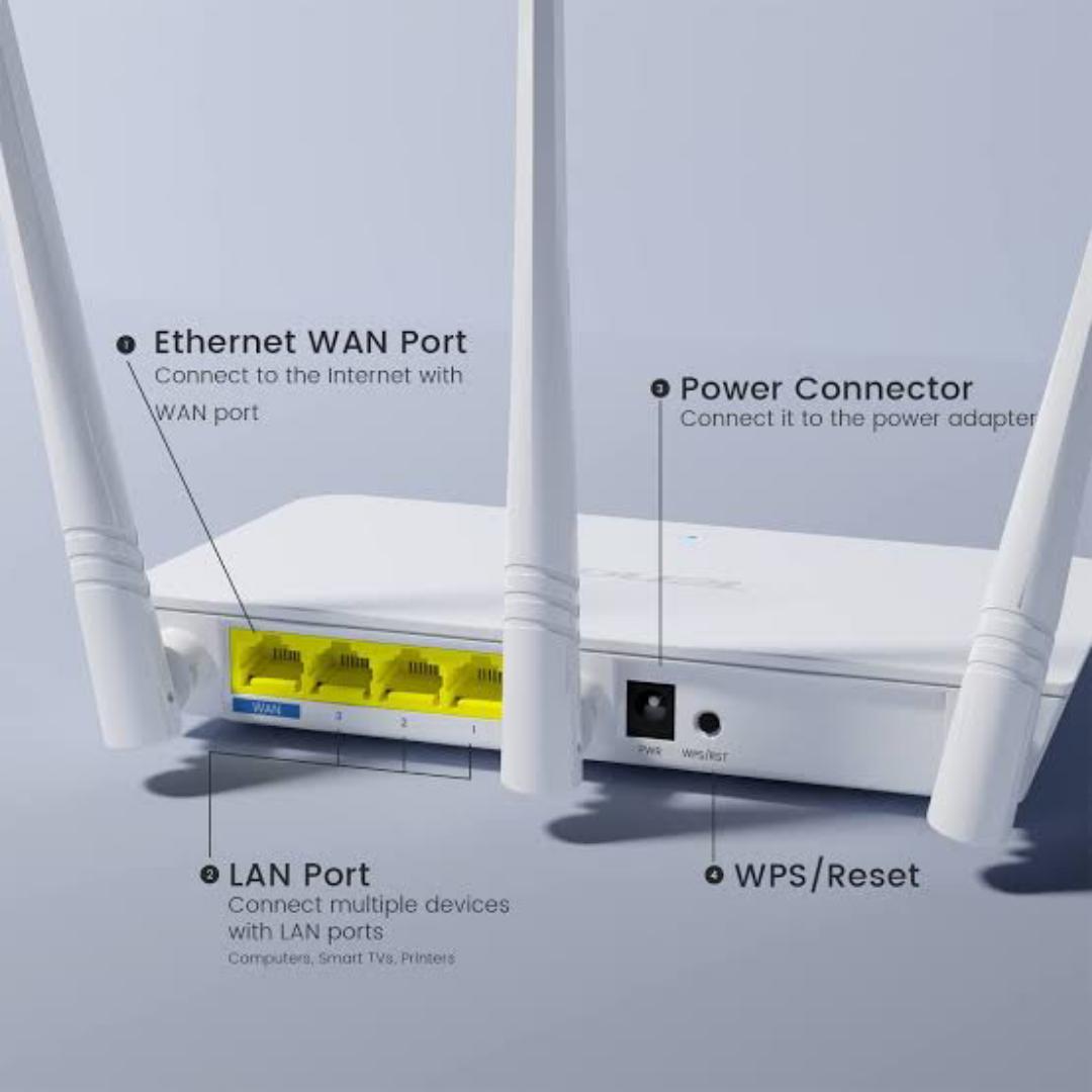 "Tenda F3 N300 300 Mbps Wireless WiFi Router with 3 High-Gain Antennas, 2.4GHz Band, Easy Setup, Secure WPA/WPA2 Encryption, Wide Coverage, and Bandwidth Control for Home and Office Use"