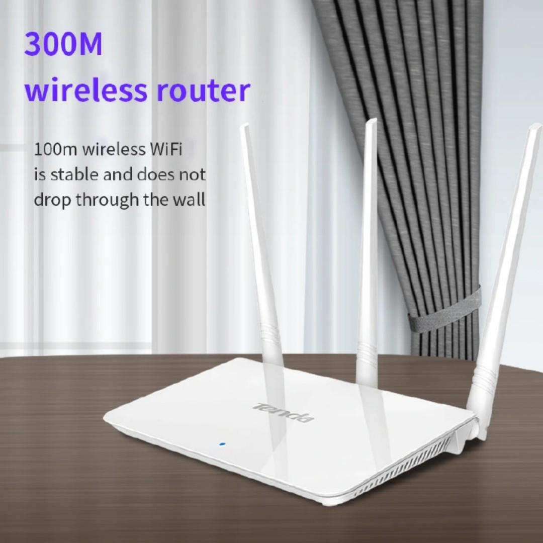 "Tenda F3 N300 300 Mbps Wireless WiFi Router with 3 High-Gain Antennas, 2.4GHz Band, Easy Setup, Secure WPA/WPA2 Encryption, Wide Coverage, and Bandwidth Control for Home and Office Use"