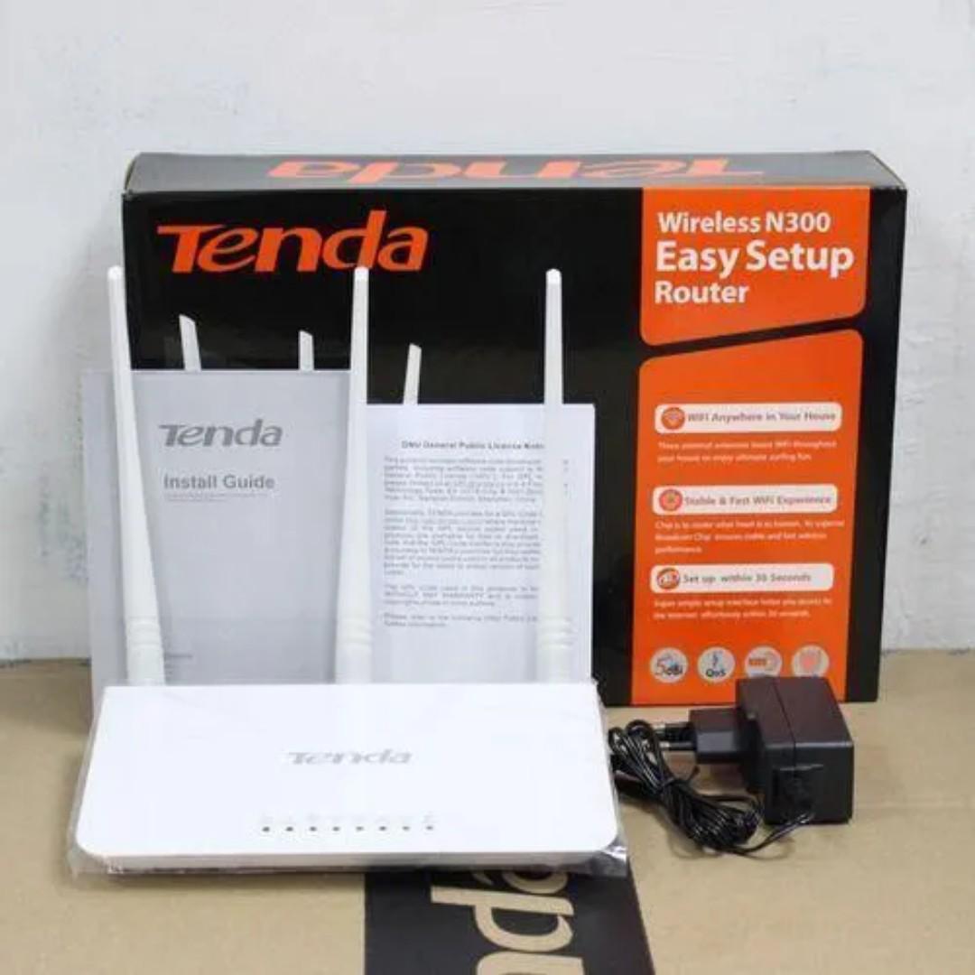 "Tenda F3 N300 300 Mbps Wireless WiFi Router with 3 High-Gain Antennas, 2.4GHz Band, Easy Setup, Secure WPA/WPA2 Encryption, Wide Coverage, and Bandwidth Control for Home and Office Use"