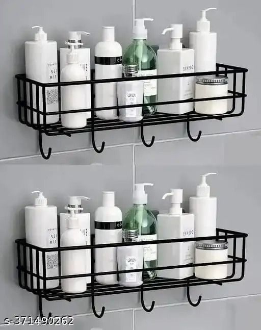 Bathroom Shelf Shower Shelves Shampoo Storage Rack Kitchen Storage Holder Punch-Free Wall Mounted Organizer Bathroom Accessories