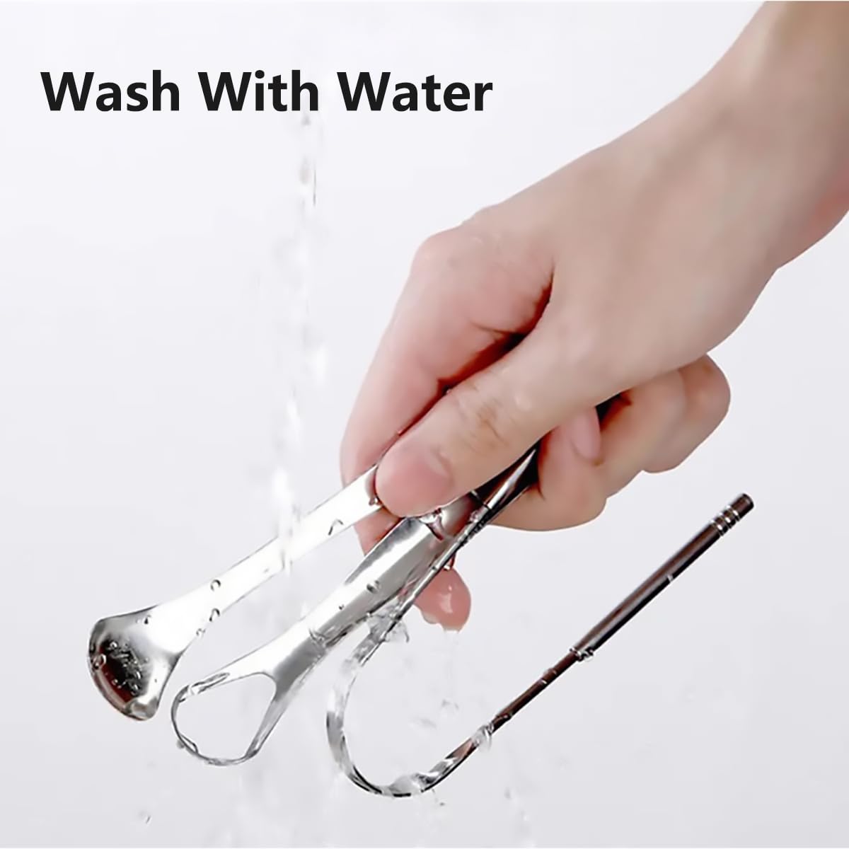Tongue Scraper Tongue Cleaner for Adults - Professional Tongue Cleaning Tool to Reduce Bad Breath, Stainless Steel Tongue Scrapers (silvery)