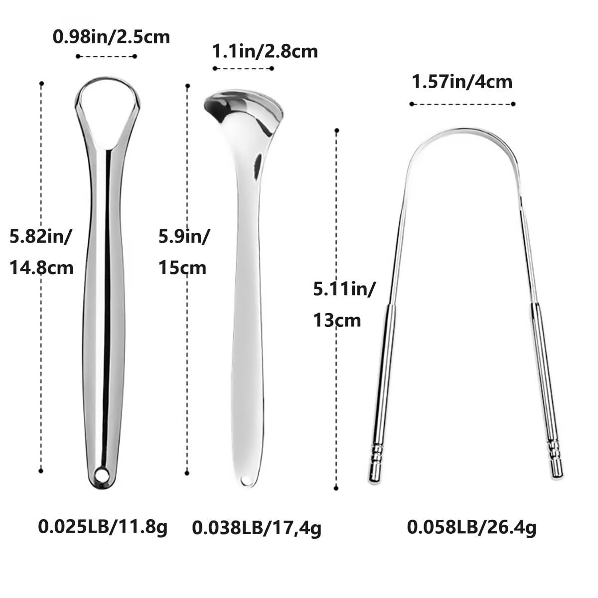 Tongue Scraper Tongue Cleaner for Adults - Professional Tongue Cleaning Tool to Reduce Bad Breath, Stainless Steel Tongue Scrapers (silvery)