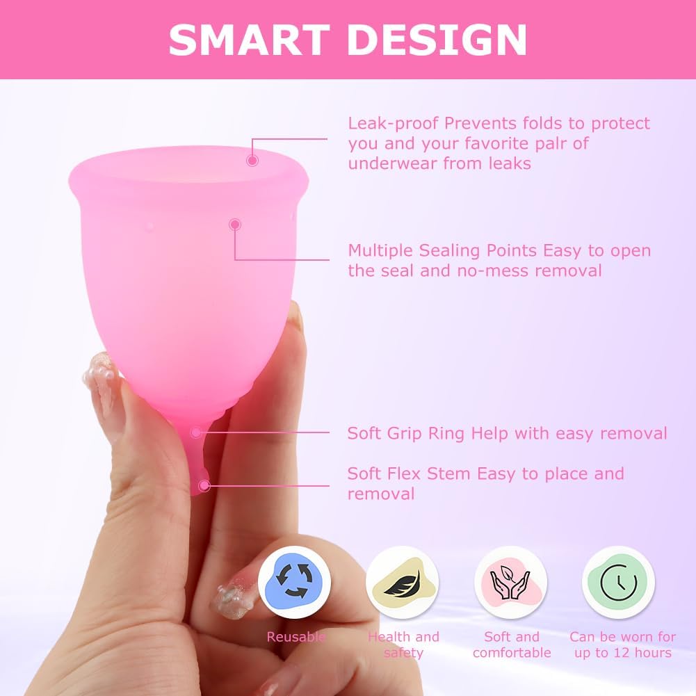 Menstrual Cups Soft & Flexible Period Cups for Women Upto 12 Hours Eco-Friendly & Safer Tampons  Pads Alternative Copa Menstrual
﻿