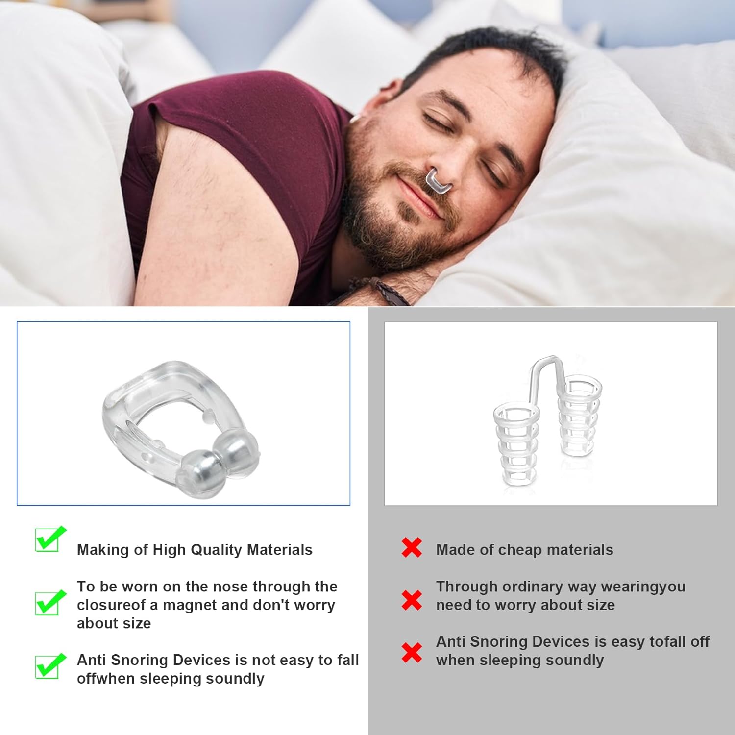 Anti Snoring Devices, Snore Stopper Upgraded Silicone Magnetic Anti Snoring Nose Clip, Effective to Stop Snoring, Professional Anti Snoring Nose Clip for Men and Women