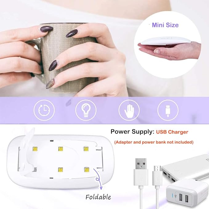 UV LED nail dryer Mini Gel nail lamp Portable Curing light for Gel Nail Polish,6w