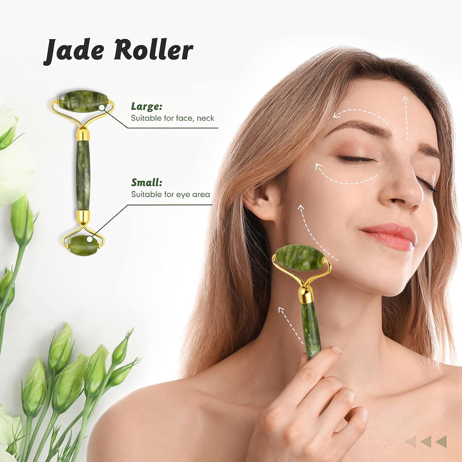2pcs/set Jade Roller & Gua Sha Set, Face Roller,  Anti-Aging Facial Roller, Natural Green Jade Beauty Massager Tool, Skin Care Tool for Face, Neck, Eye to Reduce Wrinkles and Relax Body Muscles
﻿