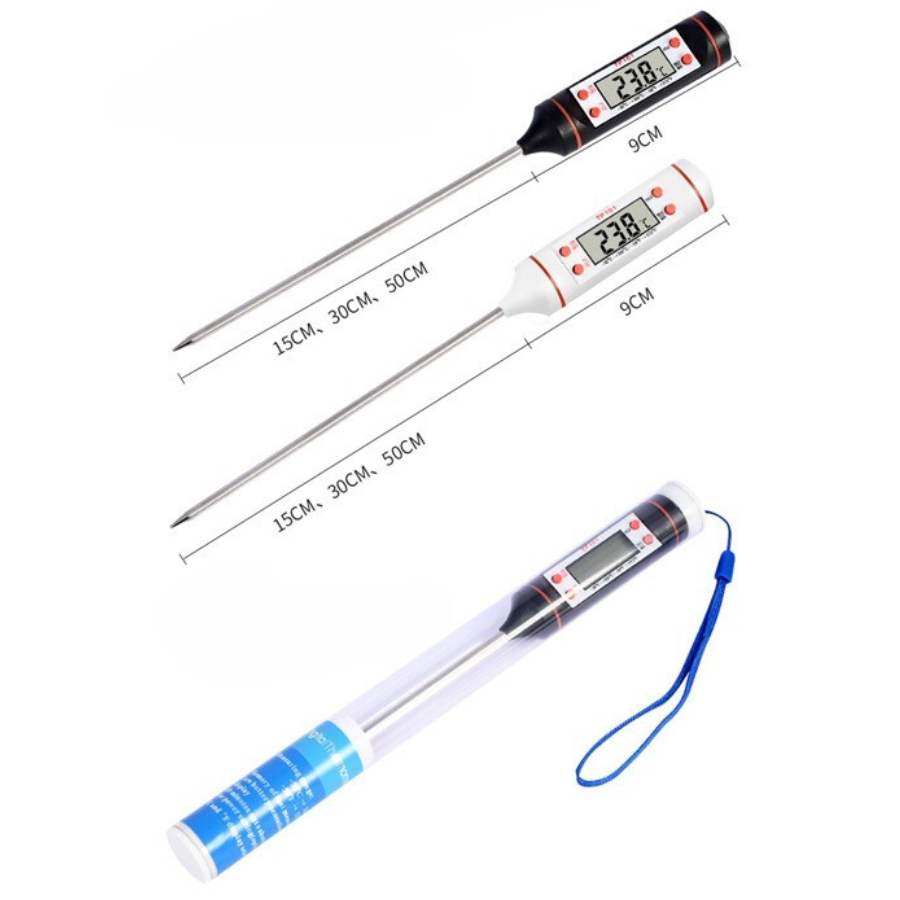 Digital Meat Thermometer for Cooking Liquid Deep Frying Oil Candy, Kitchen Food Instant Read Thermometer with Super Long Probe, Backlit, Lock Function