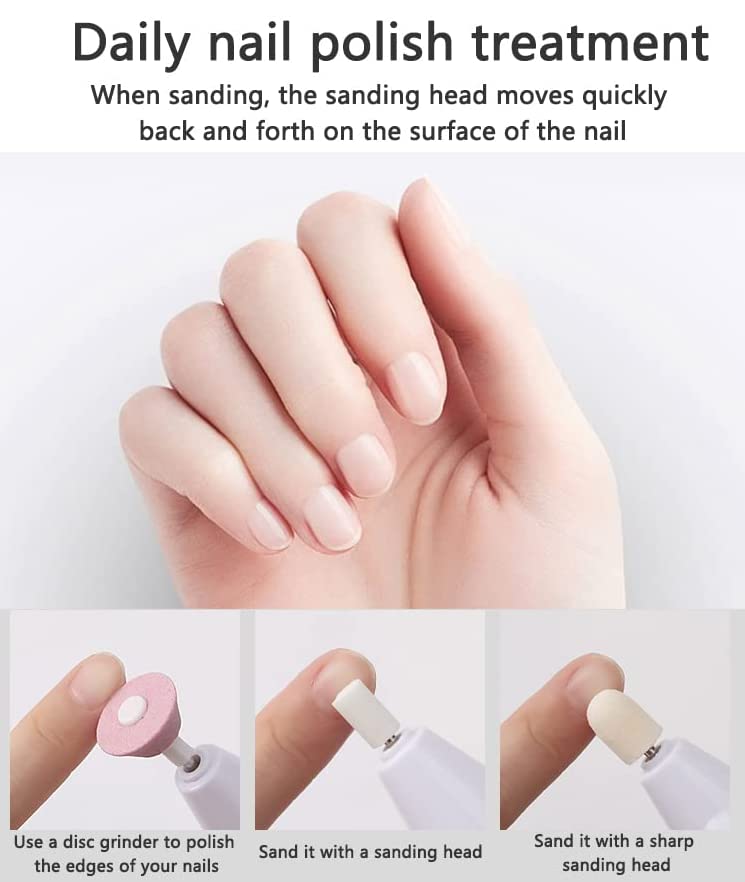 Portable Electric Nail Drill Beginner Efile Kit for Acrylic, Gel Nails, Polishing Shape Tools with 5 Bits