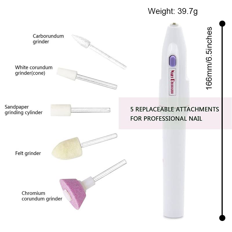 Portable Electric Nail Drill Beginner Efile Kit for Acrylic, Gel Nails, Polishing Shape Tools with 5 Bits