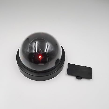 Fake Security Camera, Simulation Dummy Hemisphere Dome Camera Indoor/Outdoor Waterproof with Flashing Red LED Light for Home Business