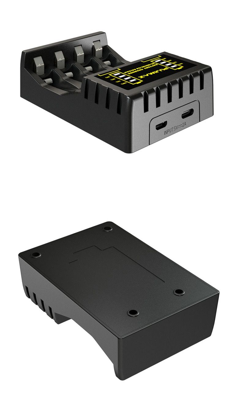 4 Bay AA AAA Battery Charger, USB Input Fast Charging and Independent Charging Slot with Smart LCD Display Battery Charger for 1.2V NiMH NiCD Rechargeable AA/AAA Batteries