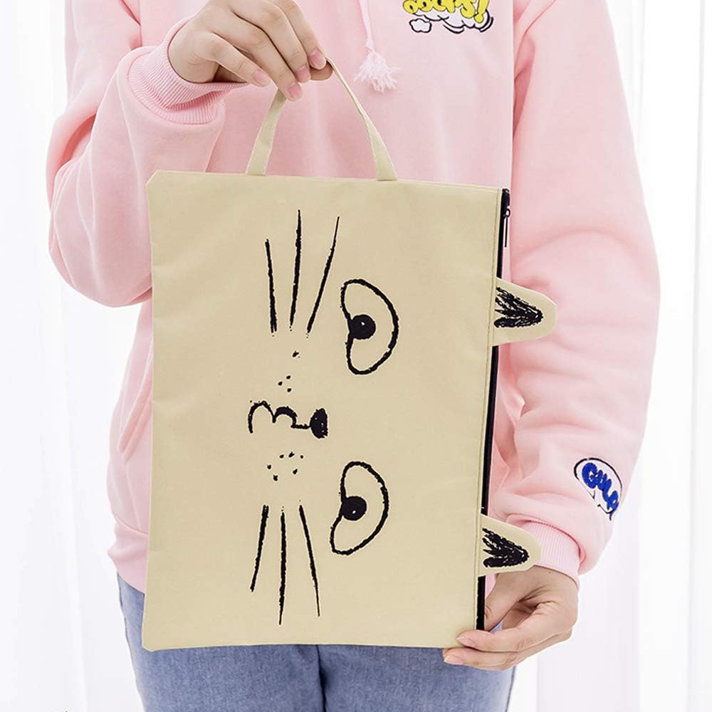 A4 Cat Canvas Bag Fabric File Folder Document Bag Briefcase Paper Storage Organizer Bag Office School Supplies