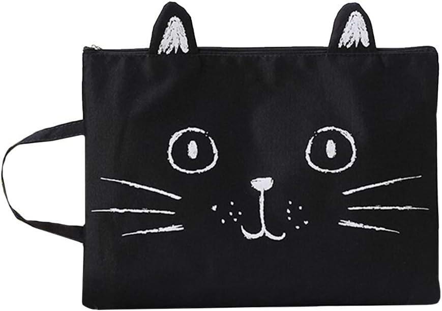 A4 Cat Canvas Bag Fabric File Folder Document Bag Briefcase Paper Storage Organizer Bag Office School Supplies