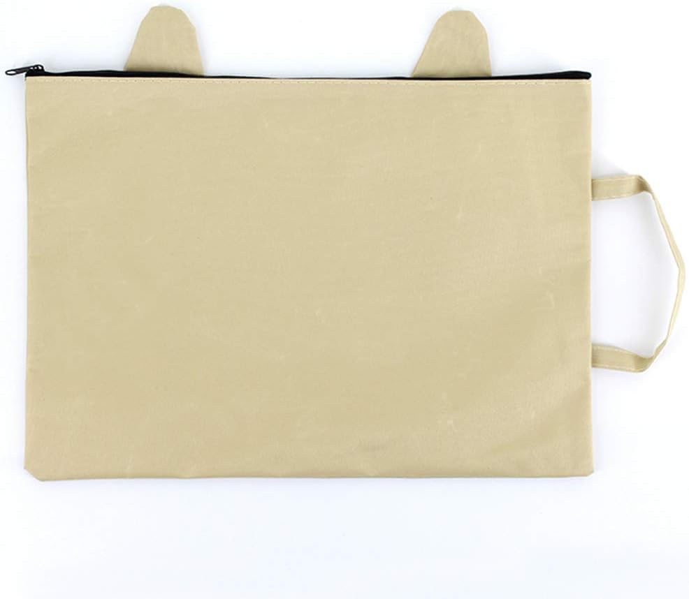 A4 Cat Canvas Bag Fabric File Folder Document Bag Briefcase Paper Storage Organizer Bag Office School Supplies