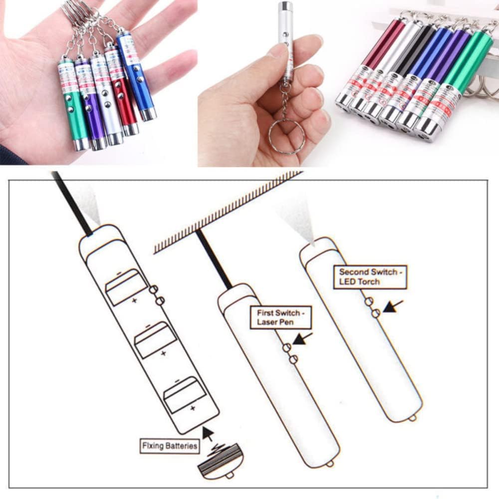 Cat Toys Laser Pointer Mini Keychain Laser Pointer LED Flashlight Dog Cat laser toy Pet Remote Control Laser Money Detector Key Chain