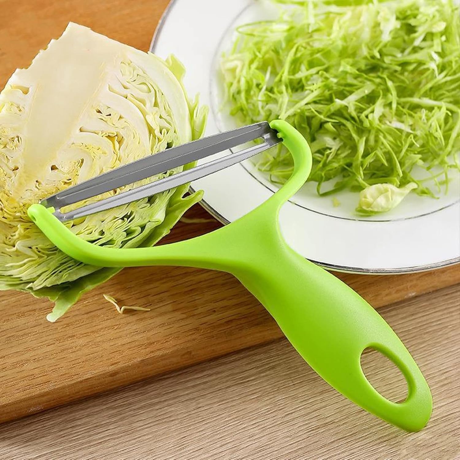 Peeler - Cabbage Wide Mouth Fruit Peeler Stainless Steel Knife Salad Vegetables Peelers Graters - Vegetable Cabbage Fruit Machine Coleslaw Peeler Grater (Green)
