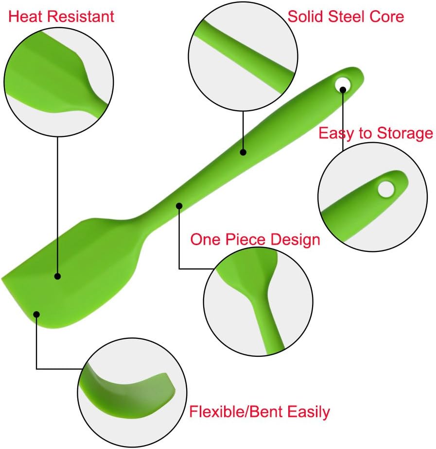 Silicone Spatulas, Rubber Spatula Heat Resistant Seamless One Piece Design Non-Stick Flexible Scrapers Baking Mixing Tool