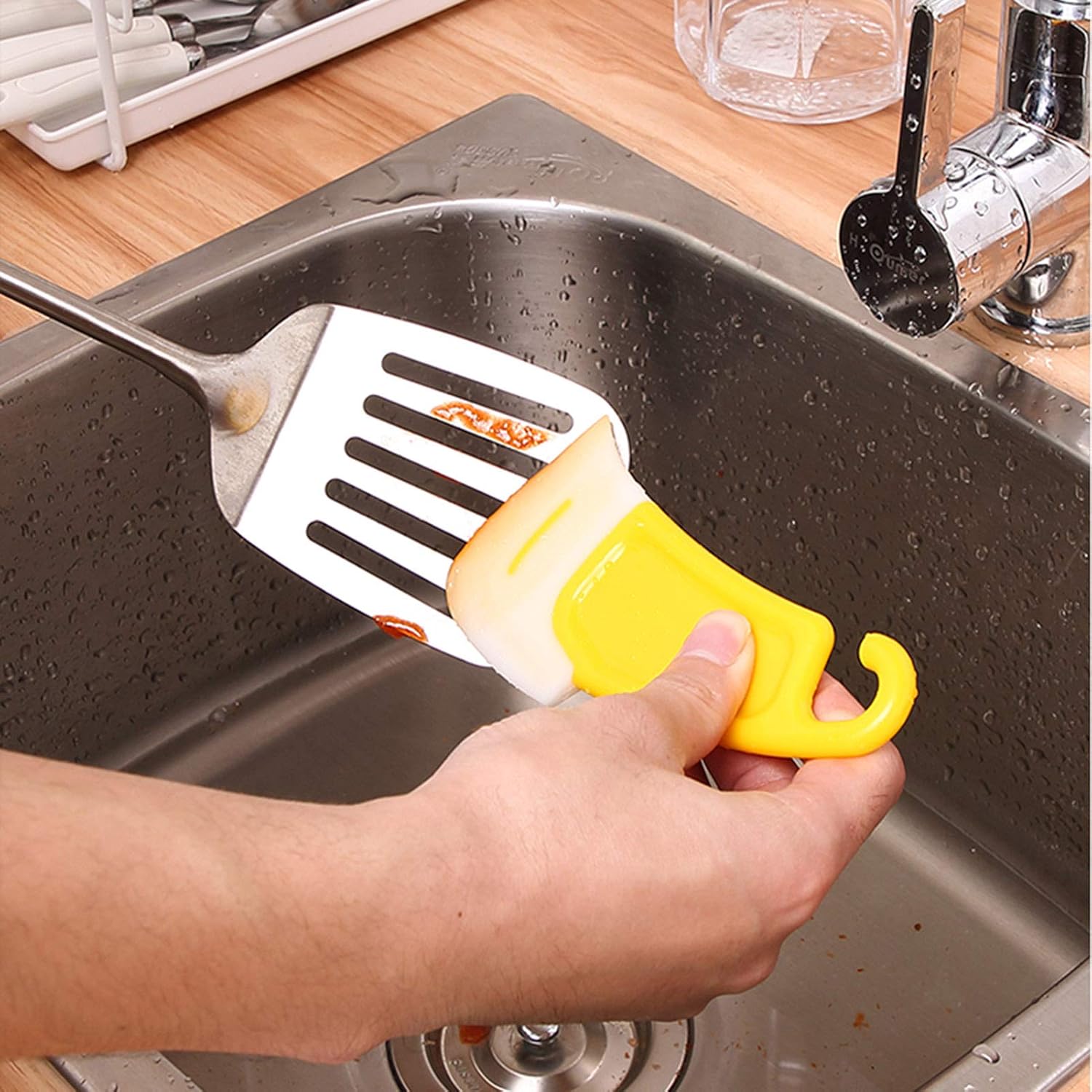 Silicone Pan Cleaning Scraper,Cleaning Bowl Scraper Dish Scraper for Kitchen Non-stick Plastic Pot Scraper Tool for Pans Pots