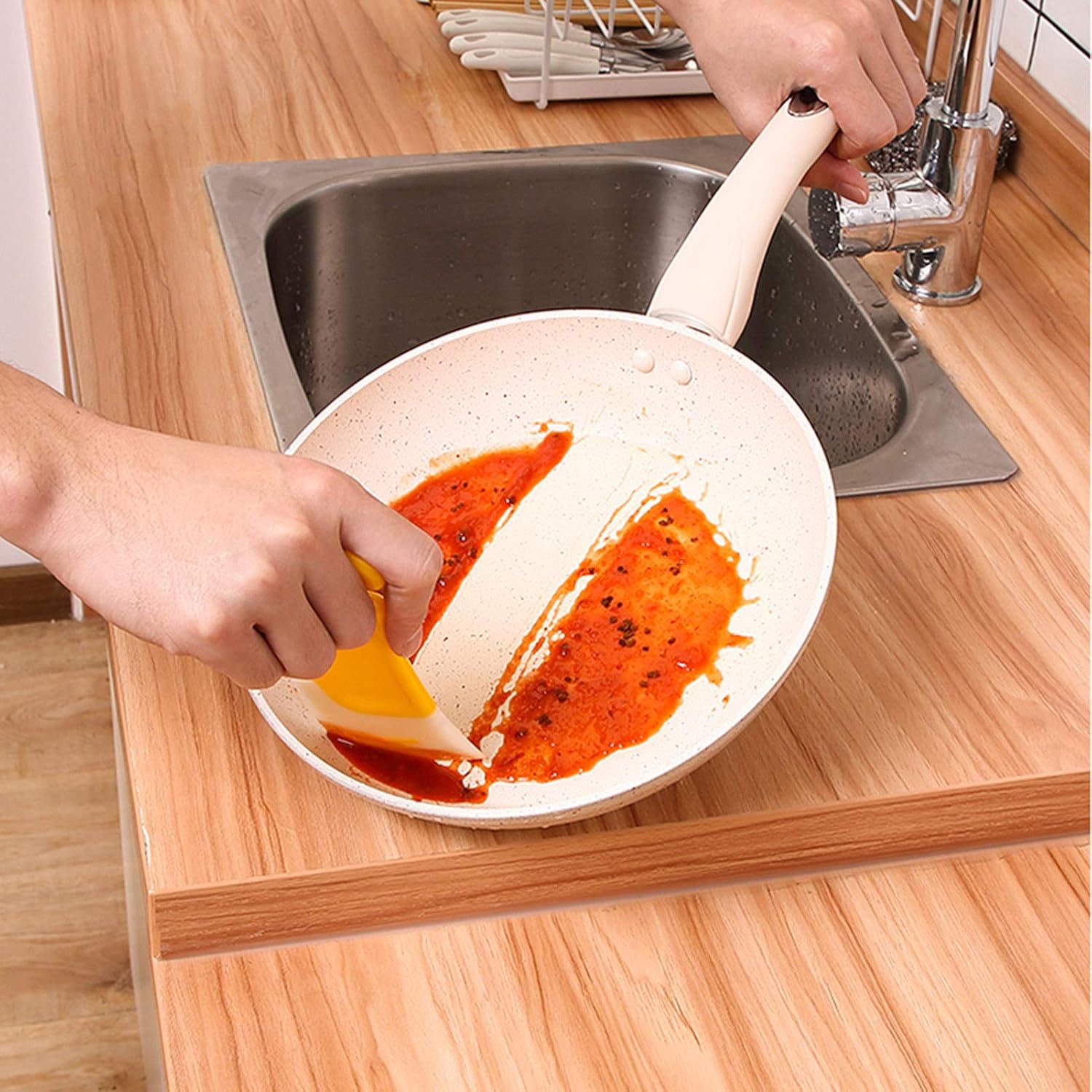 Silicone Pan Cleaning Scraper,Cleaning Bowl Scraper Dish Scraper for Kitchen Non-stick Plastic Pot Scraper Tool for Pans Pots