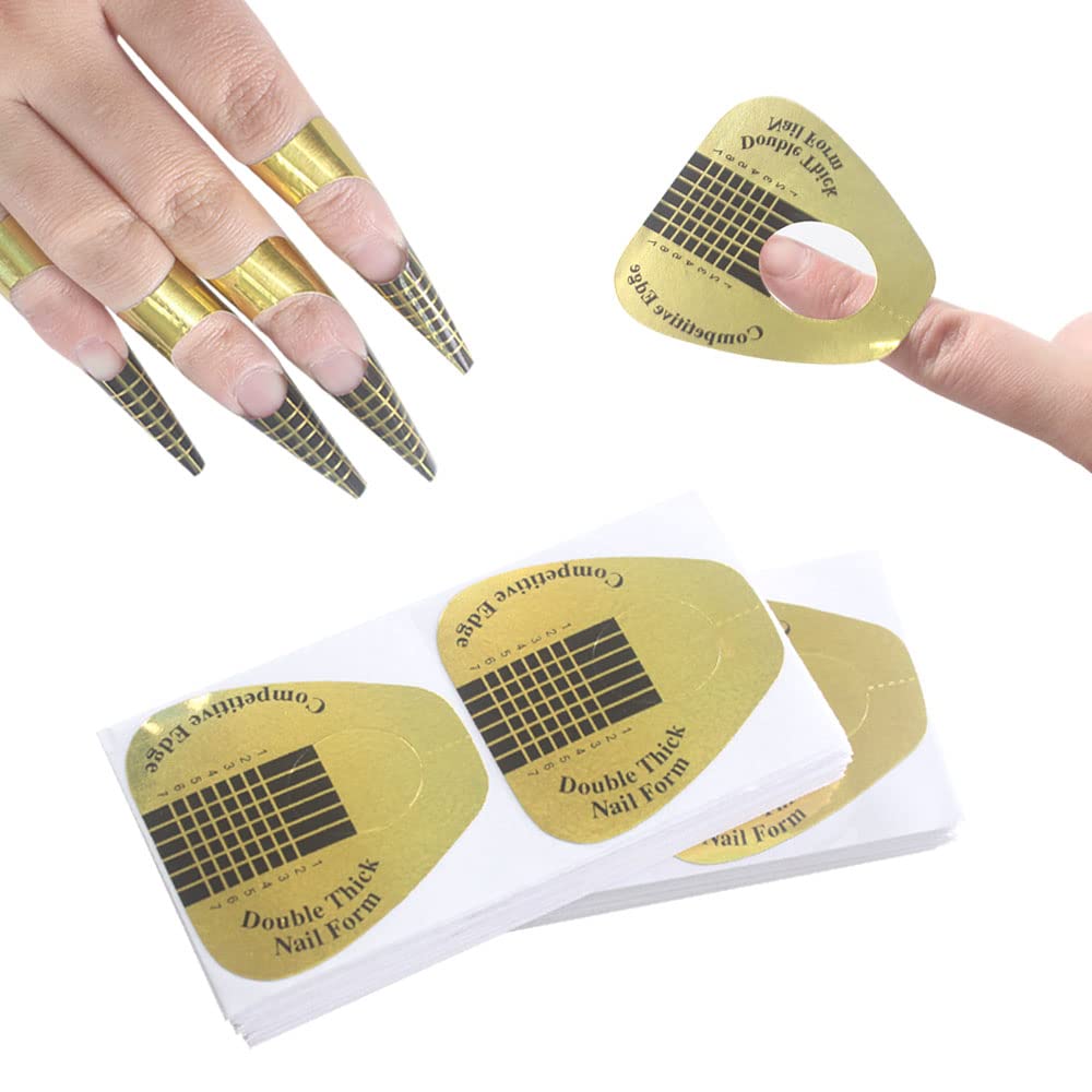 100 Pcs Acrylic Nail Forms Sticker, Thick Nail Art Tips Extension Forms, Nail Extension Tips for Beauty and Salon Nail Art Accessories