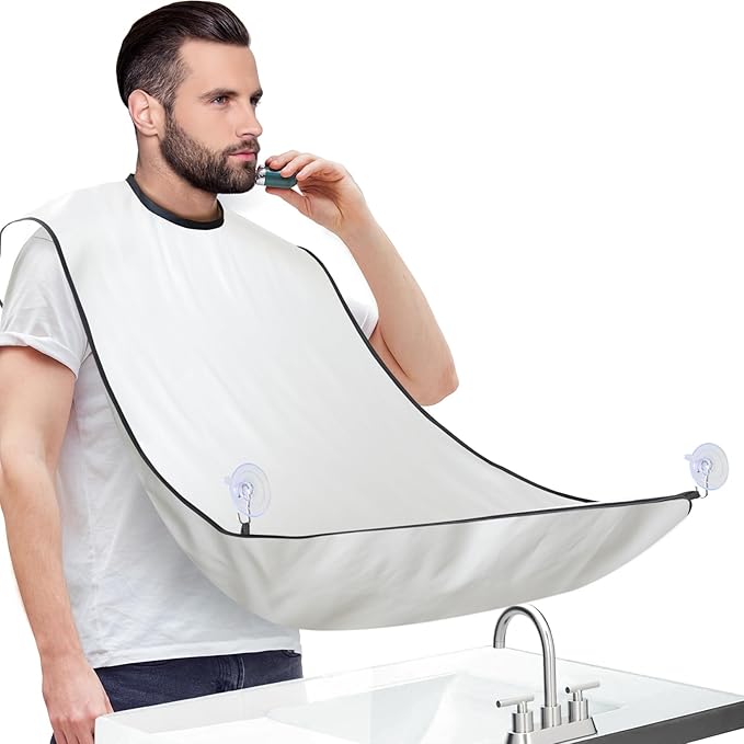 Beard Bib, Beard Catcher, Men's Non-Stick Material Beard Apron, for Styling and Trimming, One Size Fits Everyone