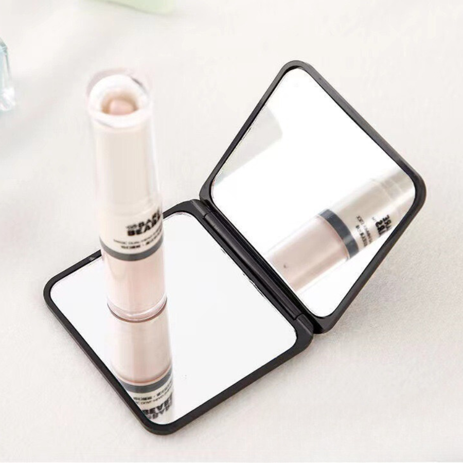 Compact Makeup Mirror for Pocket Purse Clutch,Magnifying Foldable Cosmetic Mirror, Portable Travel Mirror for Beauty, Black Elegant Vanity Mirror for Men and Women
