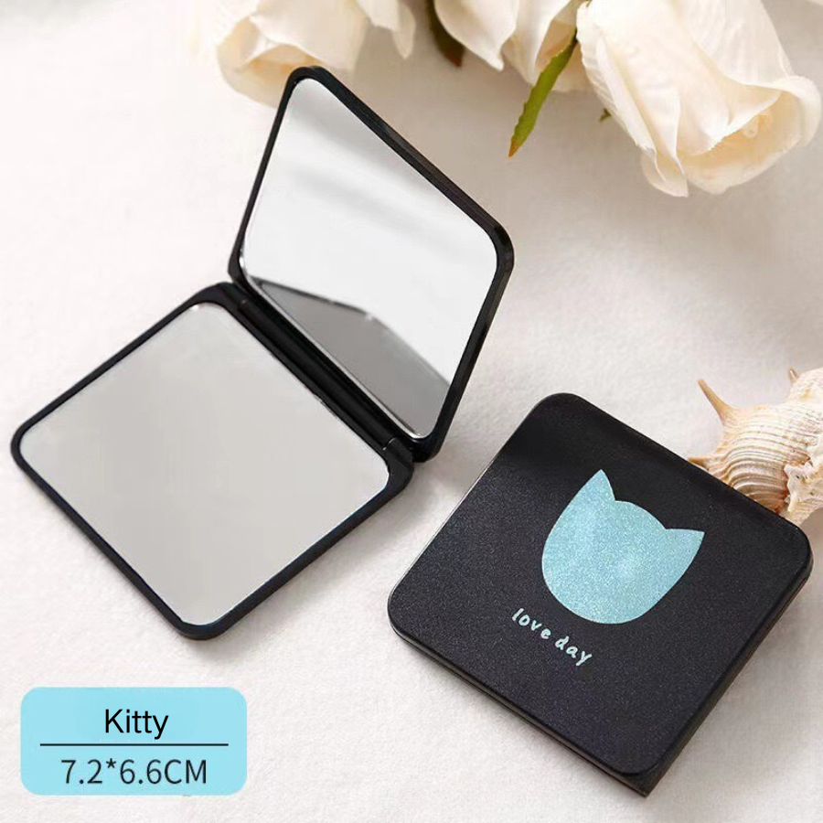 Compact Makeup Mirror for Pocket Purse Clutch,Magnifying Foldable Cosmetic Mirror, Portable Travel Mirror for Beauty, Black Elegant Vanity Mirror for Men and Women