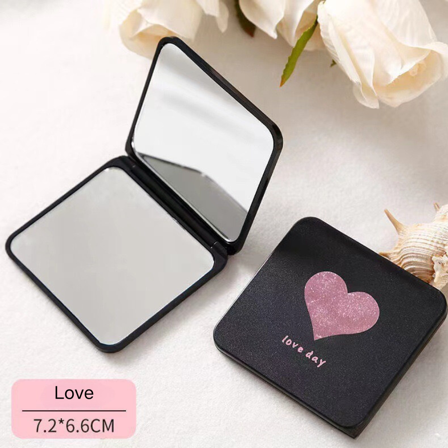 Compact Makeup Mirror for Pocket Purse Clutch,Magnifying Foldable Cosmetic Mirror, Portable Travel Mirror for Beauty, Black Elegant Vanity Mirror for Men and Women