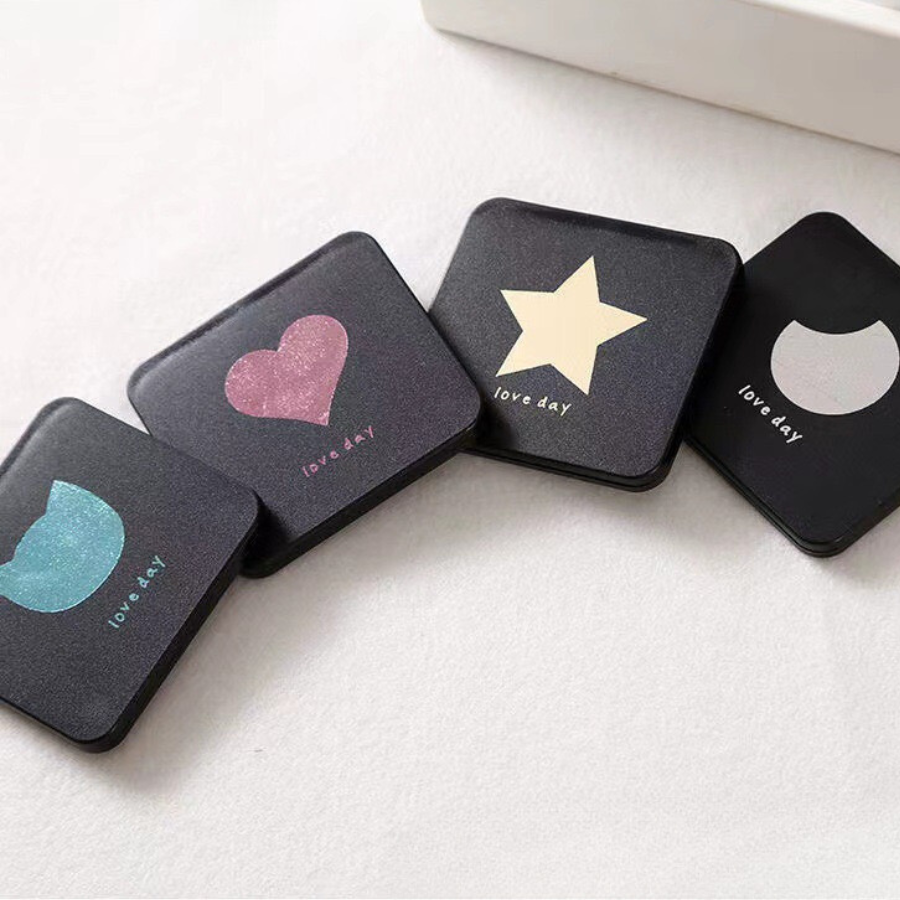 Compact Makeup Mirror for Pocket Purse Clutch,Magnifying Foldable Cosmetic Mirror, Portable Travel Mirror for Beauty, Black Elegant Vanity Mirror for Men and Women