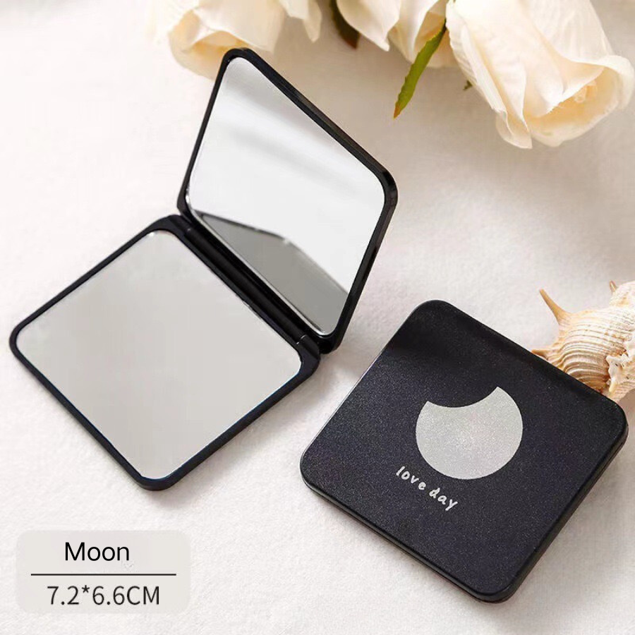Compact Makeup Mirror for Pocket Purse Clutch,Magnifying Foldable Cosmetic Mirror, Portable Travel Mirror for Beauty, Black Elegant Vanity Mirror for Men and Women