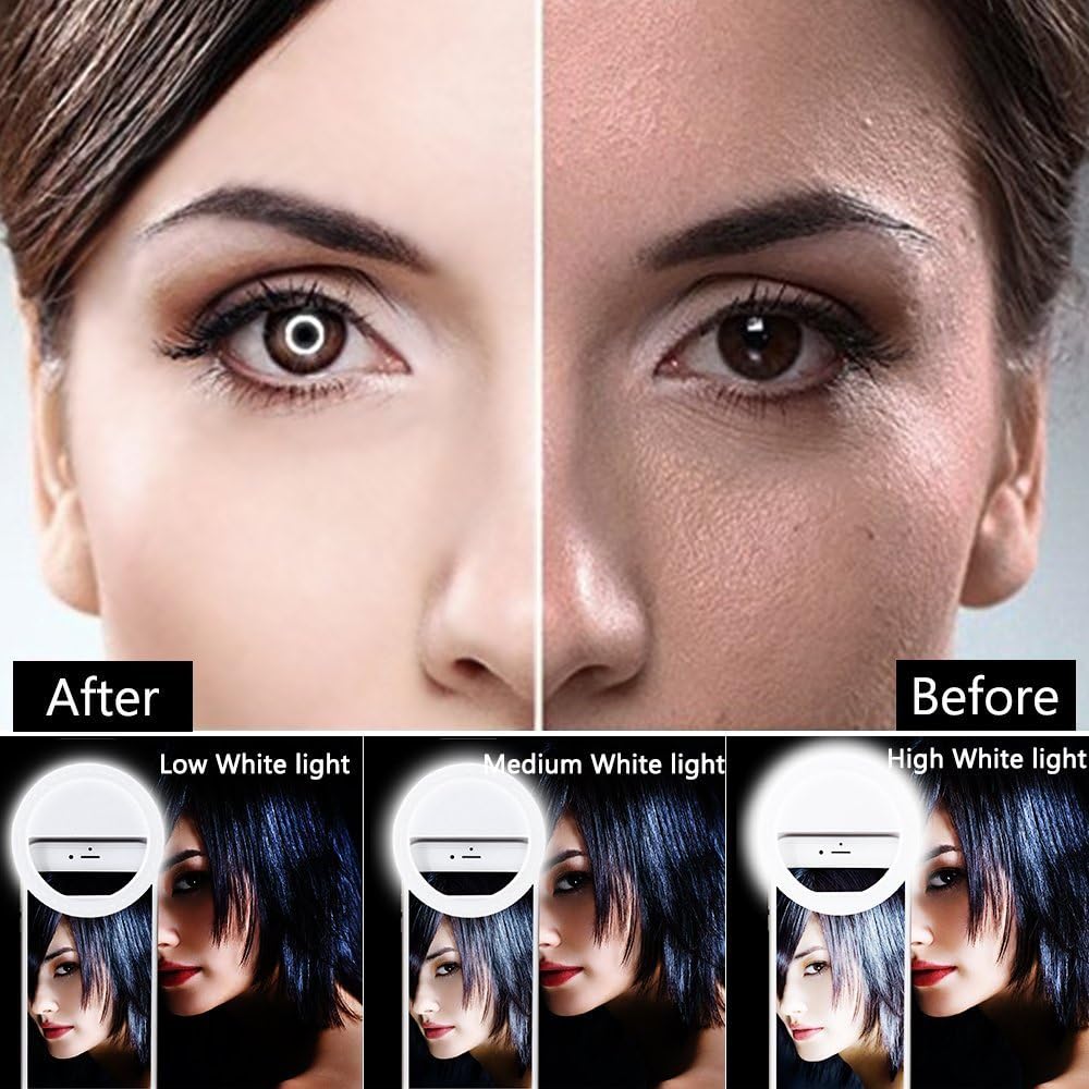 Selfie Ring Novelty Makeup Lightings Rechargeable Portable Clip-on Selfie Fill Light for Smart Phone Photography, Camera Video, Girl Makes