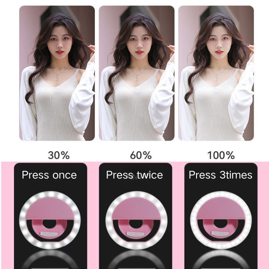 Selfie Ring Novelty Makeup Lightings Rechargeable Portable Clip-on Selfie Fill Light for Smart Phone Photography, Camera Video, Girl Makes