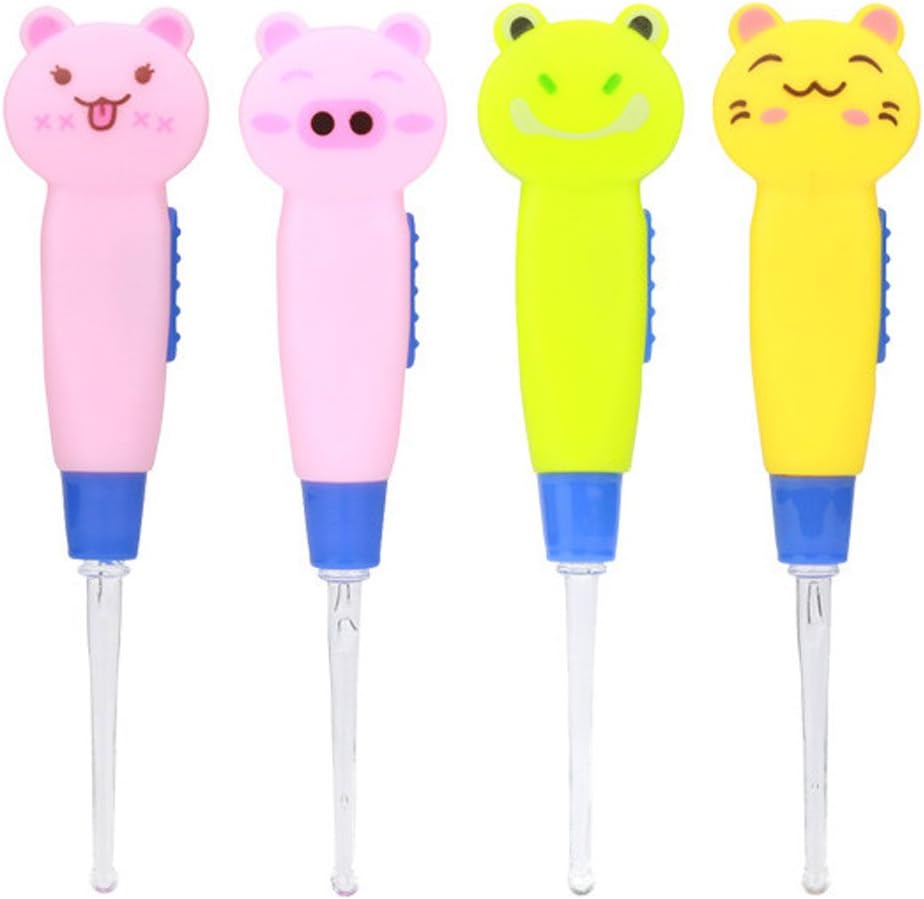 Earwax Cleaner Tool Cute Kid's LED Earwax Spoon Pick Ear Curette Double End Earwax Spoon Earwax Cleaning Tool Removal