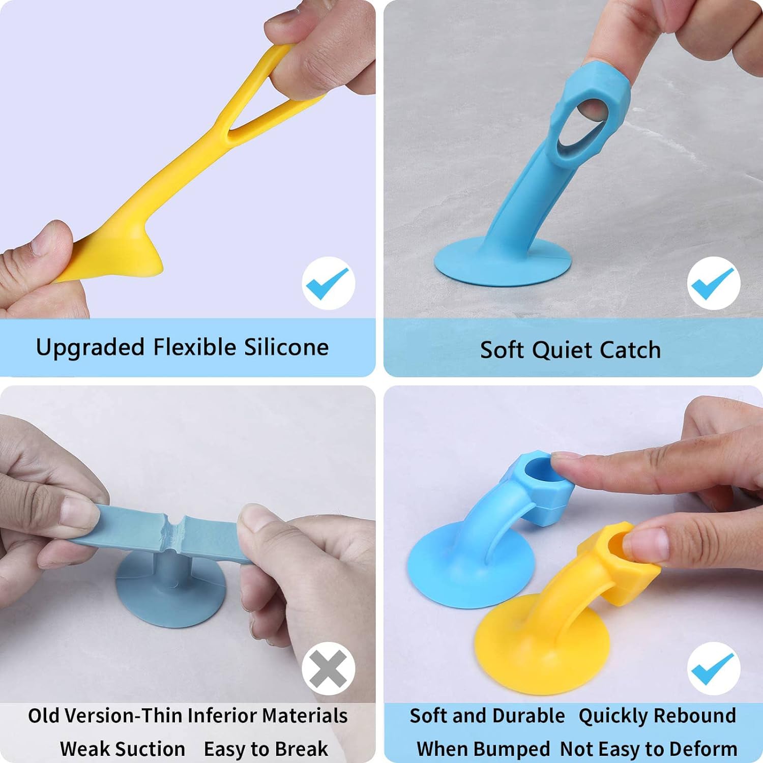 Door Stopper for Wall Mounting, Door Handle Holder, Wall Shield Cushion Protector, Door Guard Bumper Silicone Noise Silencer for Slamming Door, Quiet Catch Sound Dampening Door Knob Stop